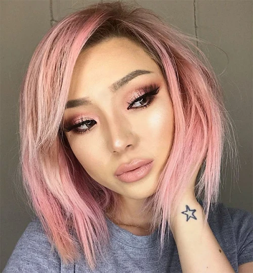 Pink Hairstyles for Medium Hair