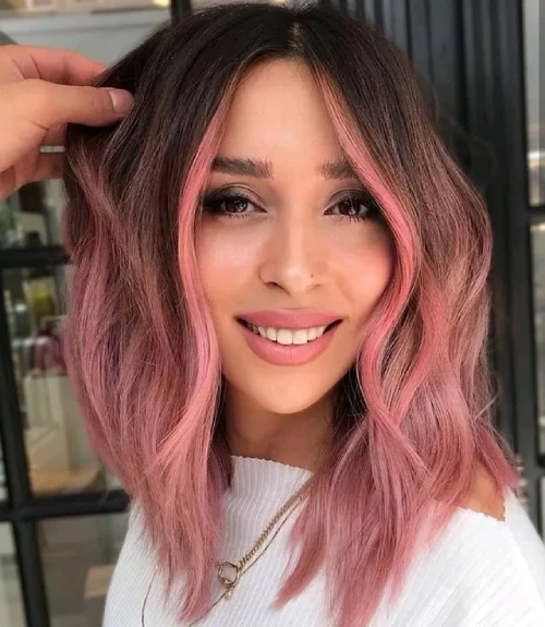 Pink Hairstyles for Medium Hair