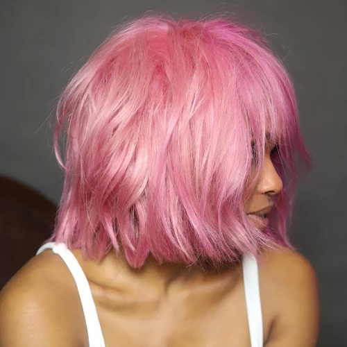 Pink Hairstyles for Medium Hair