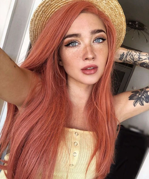 Orange Pink hair color