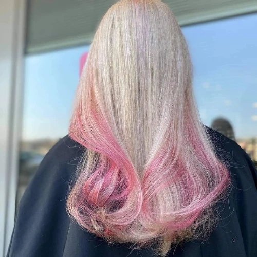 Blonde and Pink Pastel Strikes for Long Hair