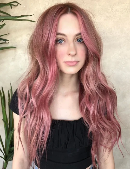 Pink pastel strikes with long light pink hair