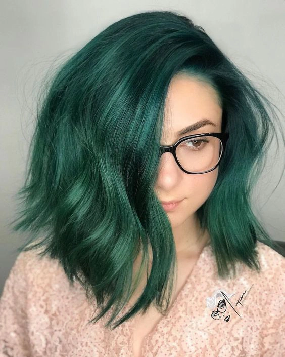 emerald green bob hair