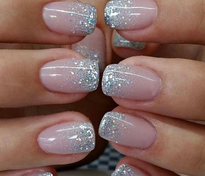Ombre Glitter short nails design