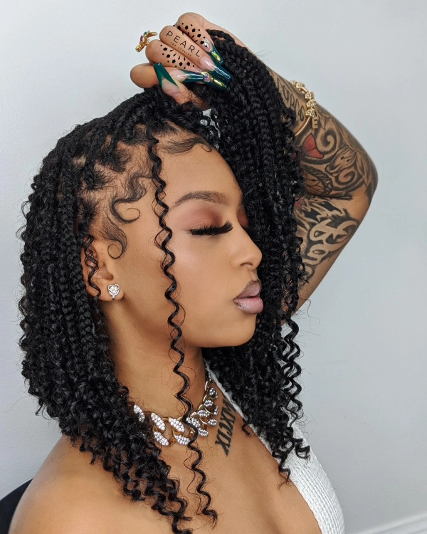 braids with curls coming out
