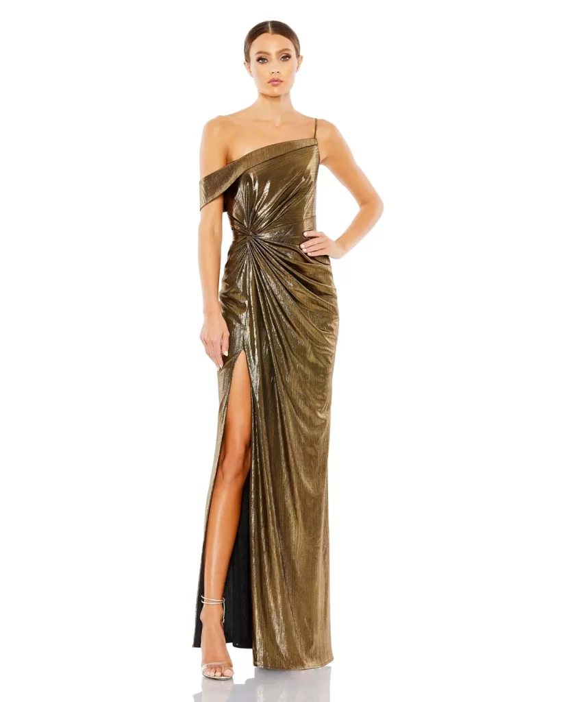 Leena Metallic Off The Shoulder Black and Gold Ball Gown