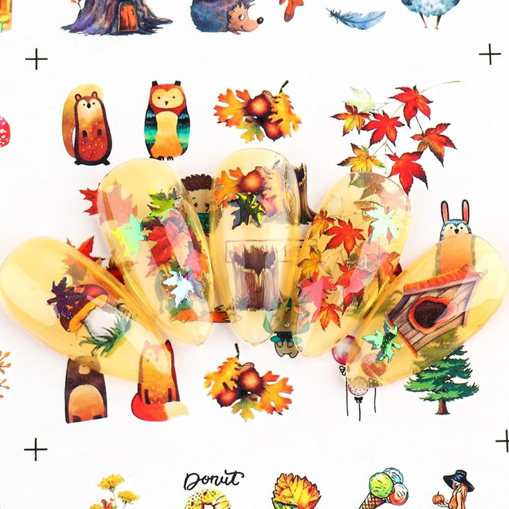 Maple Leaf Nail Art Water Transfer Autumn Stickers for Nails