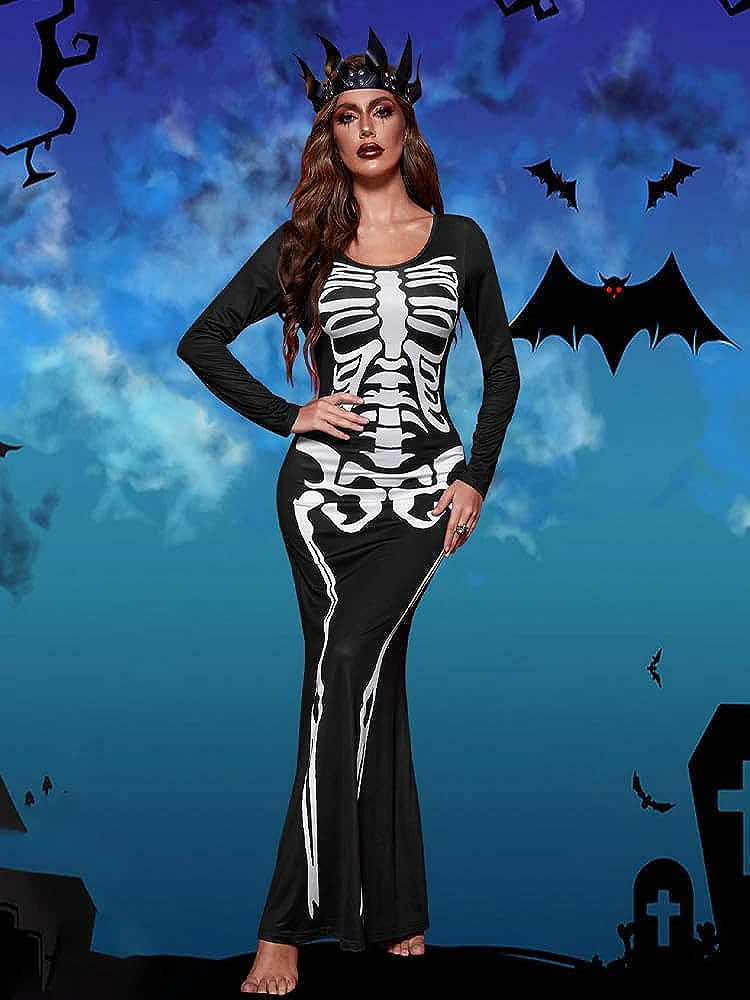 Skeleton Halloween Costumes for Women Plus Size