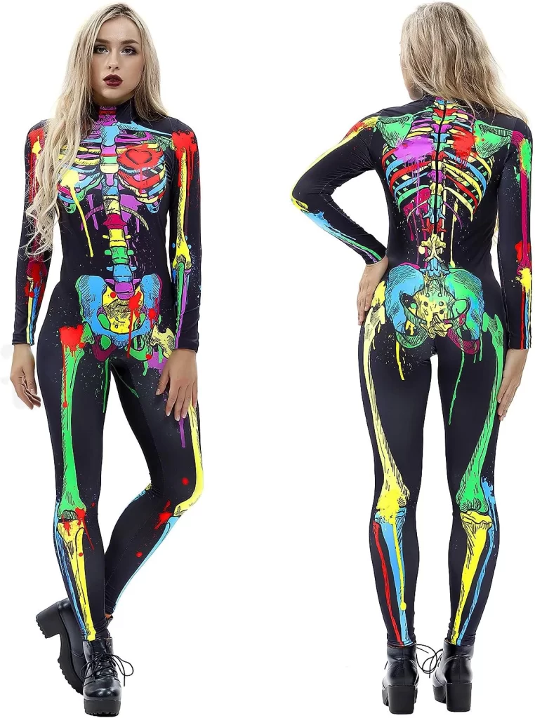 Unique Skeleton Skull Bone Halloween Catsuit