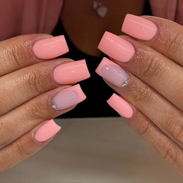 peach pink fall nails