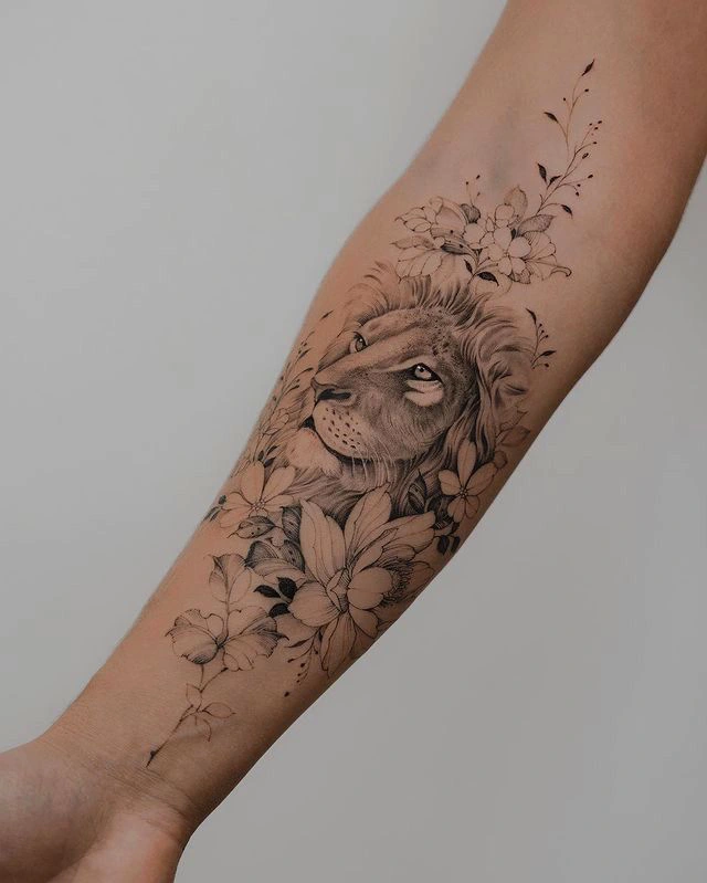 forearm lion tattoo design