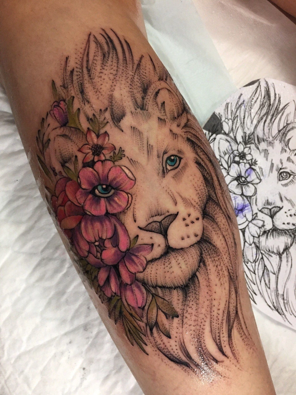 lion tattoo forearm