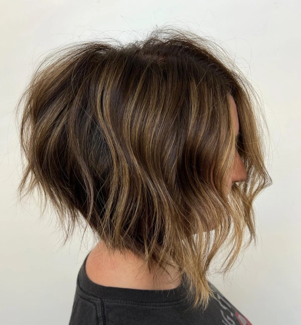 Long stacked bob with layers
