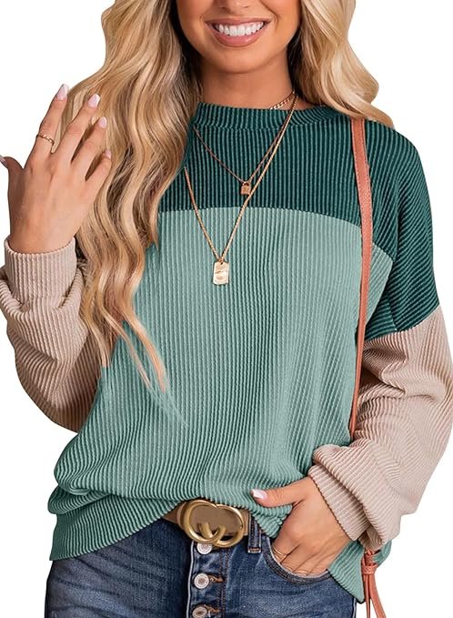 Crewneck Knitted Casual Loose Pullover Shirts Tops