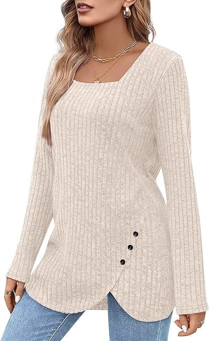 Lightweight Long Sleeve Square Neck