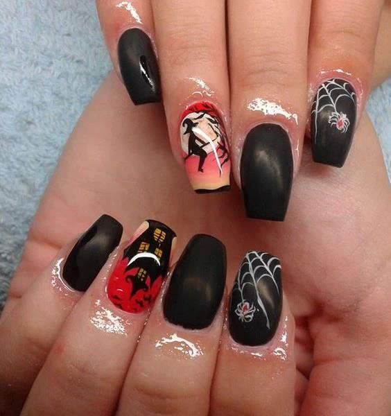 Witch Design cute Halloween nails