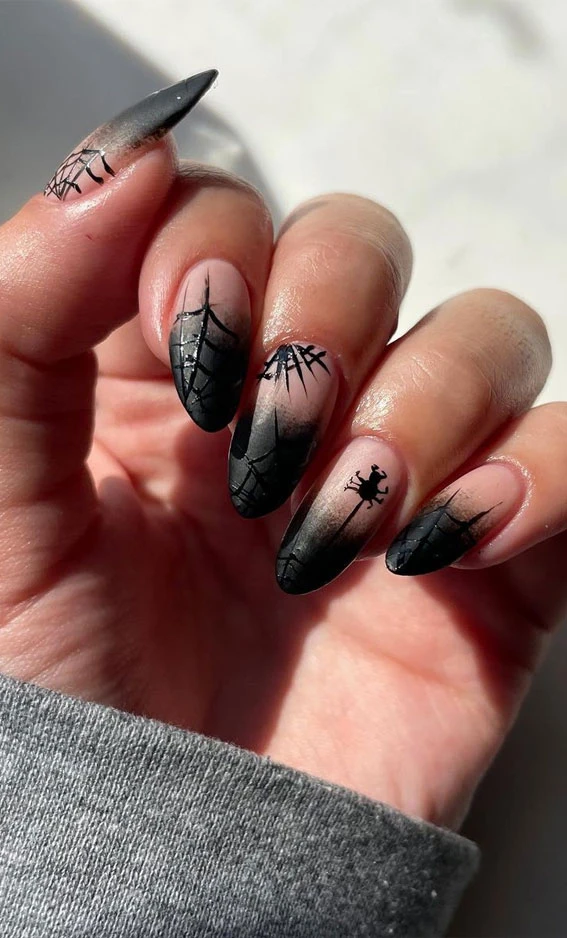 Halloween Ombre Black Design Manicure
