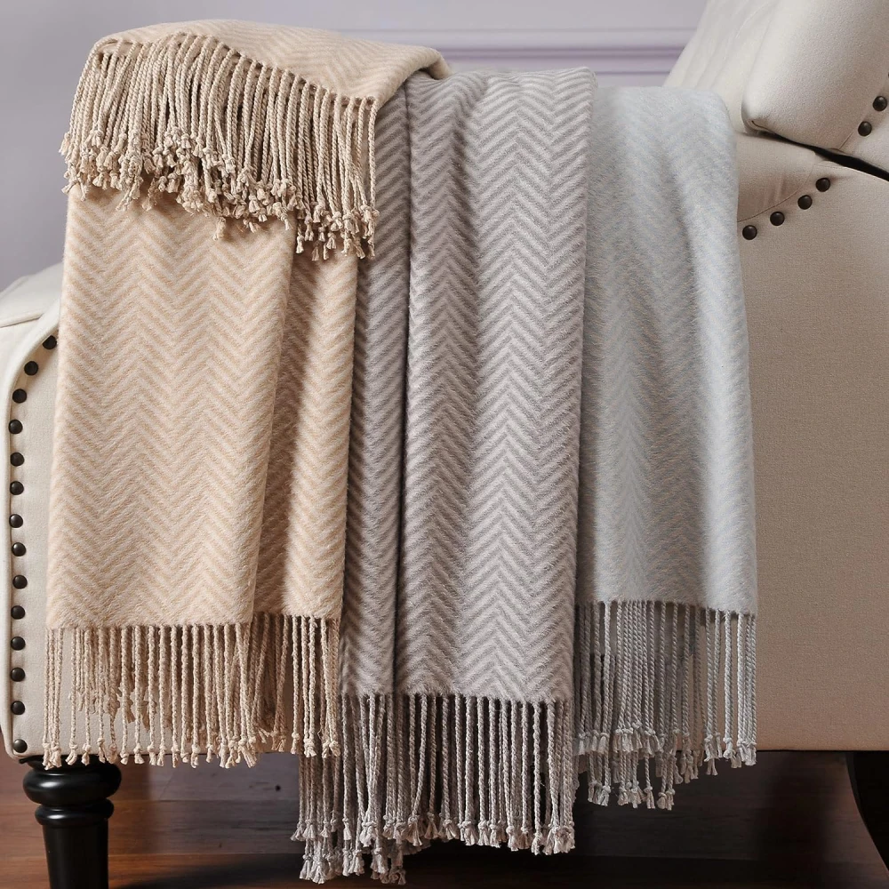 Silk Throw Blanket with Fringe