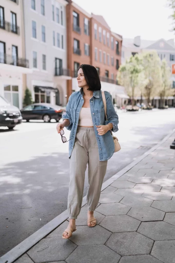 Pull String Pants with Tube top and Jacket