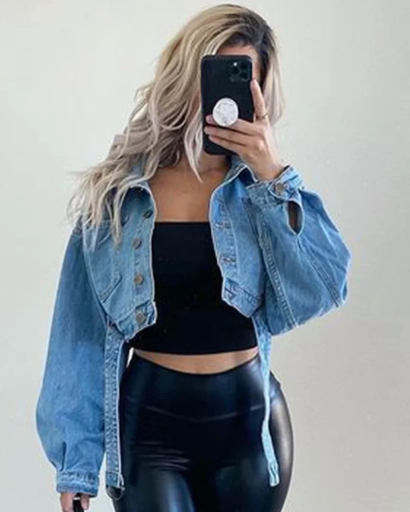 Leather Pants, Tube Top, and Jeans Jacket
