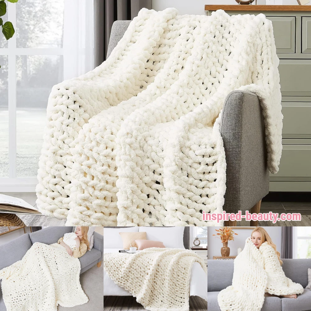 Warm Cozy Knit Throw Blanket for Couch, Bed, Sofa, and Chair