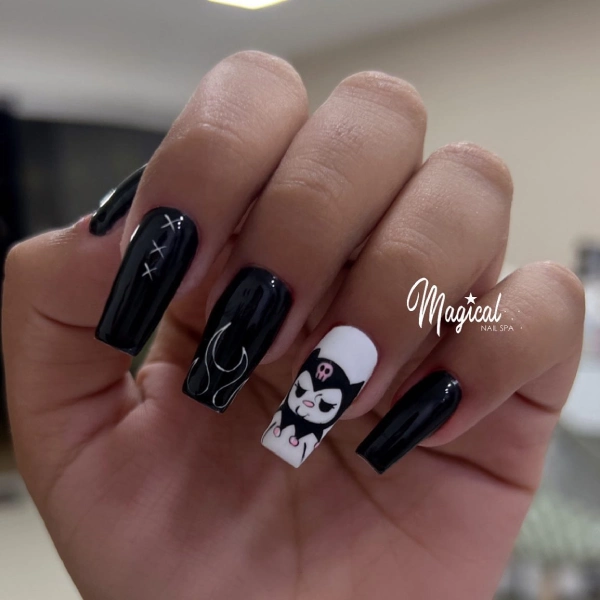 cute black nail art