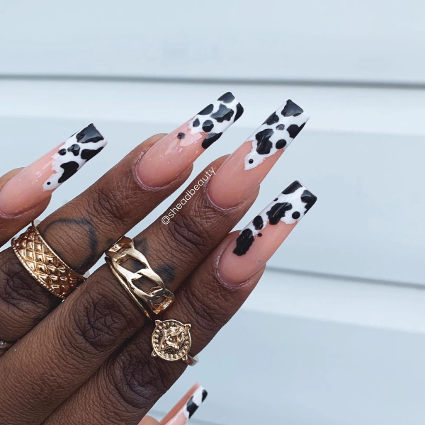 cow print french tips