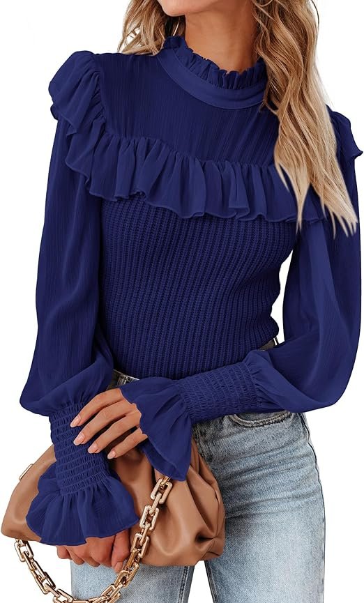 blue long sleeve sweater