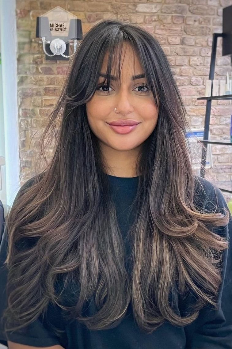 40 Trendy wispy curtain bangs long hair Ideas - Inspired Beauty