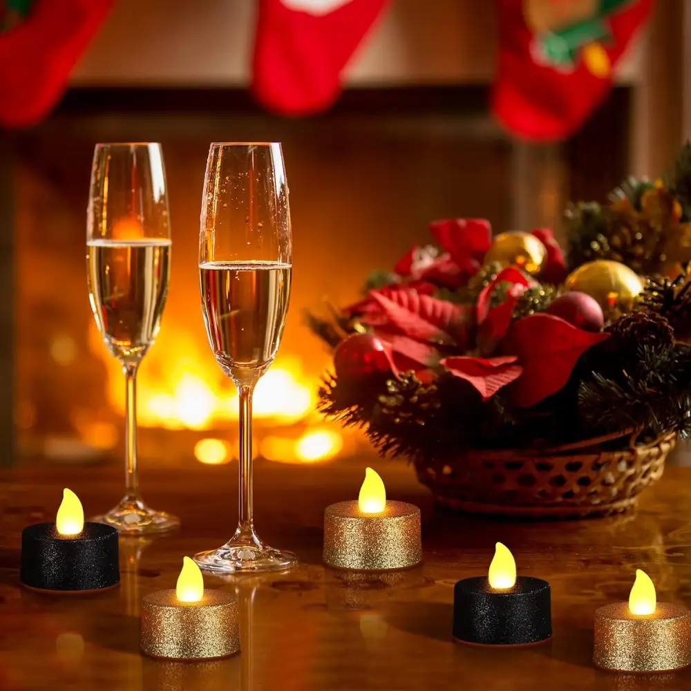 Gold Glitter LED Tealights