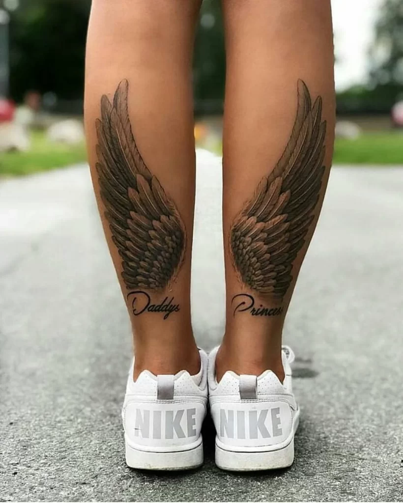 On The Foot Angel Wing Tattoo Designs