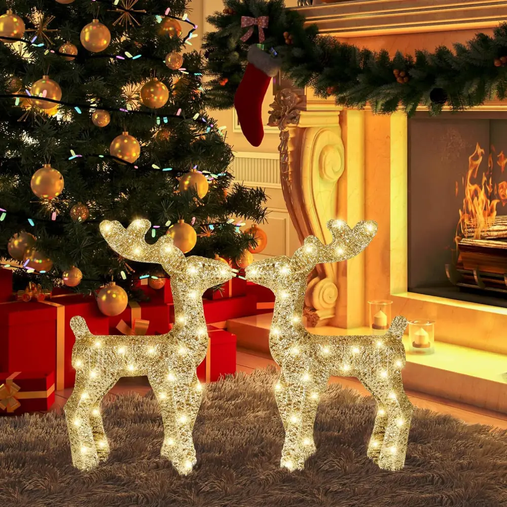 Reindeer Christmas Lighted