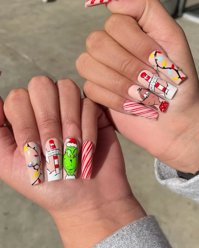 grinch nail design