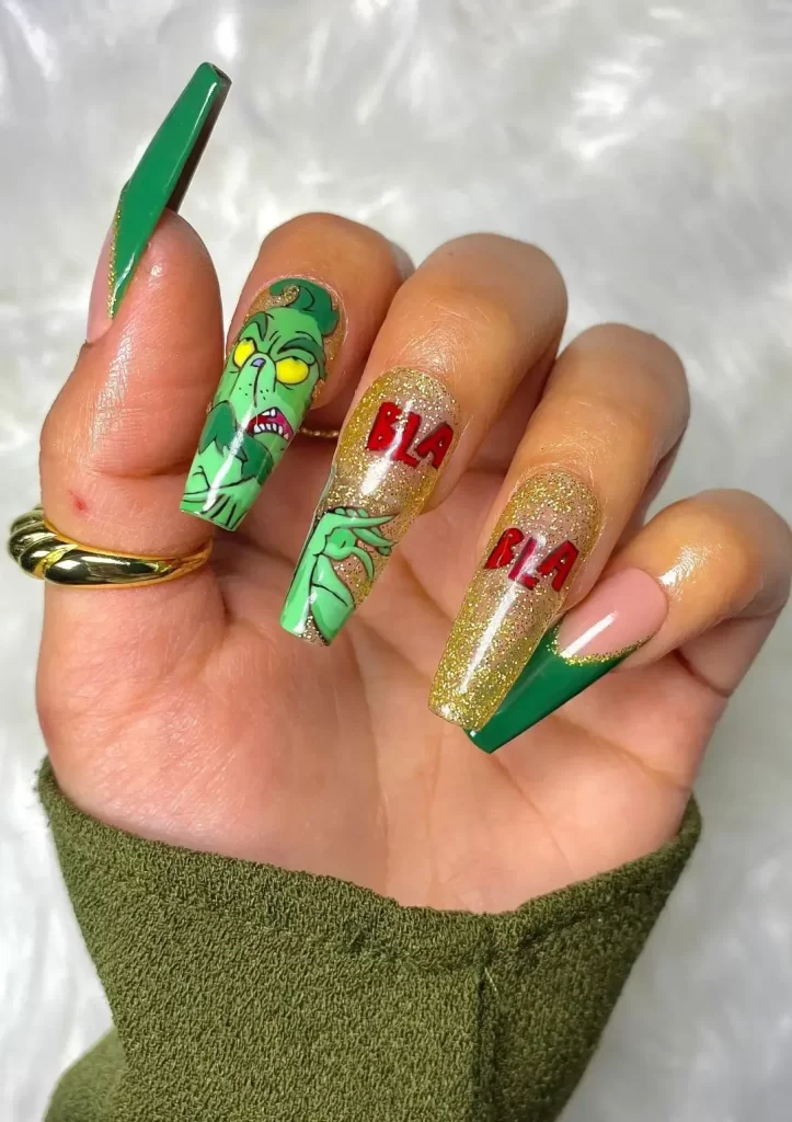 grinch nail designs