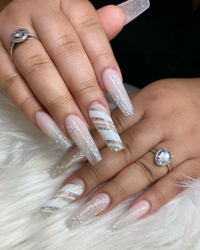 white candy cane nail designs