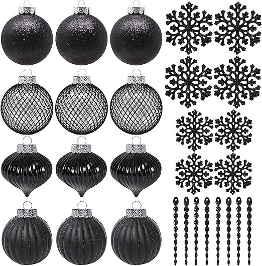  Black Ornaments for Christmas Tree Holiday