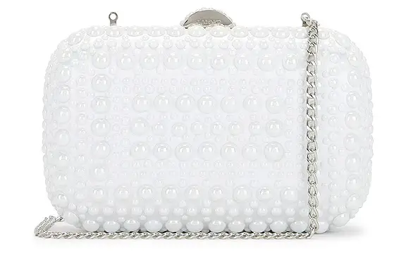 Acrylic box clutch with glitter purse with metallic straps