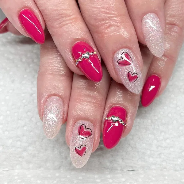 Pink Nail Polish Heart Nails