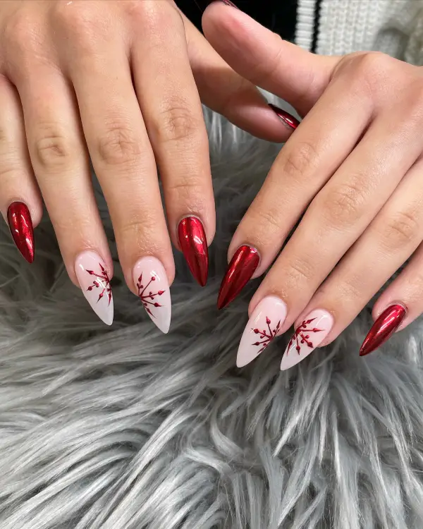 Red snowflake Nails