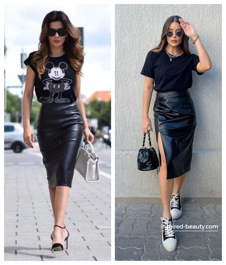 Edgy Leather Pencil Skirt Outfit