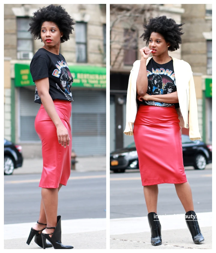 Street Style Leather Pencil Skirt Outfit