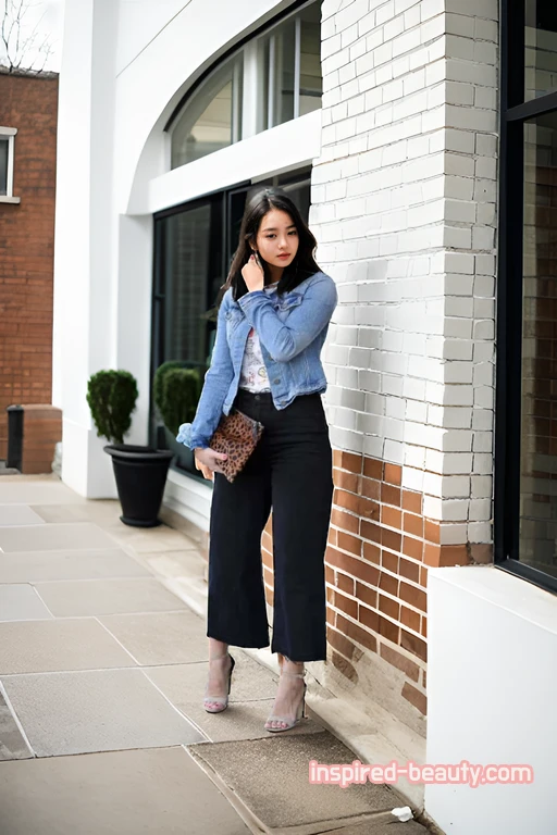 Cropped wide-leg pants with a Cropped Denim Jacket