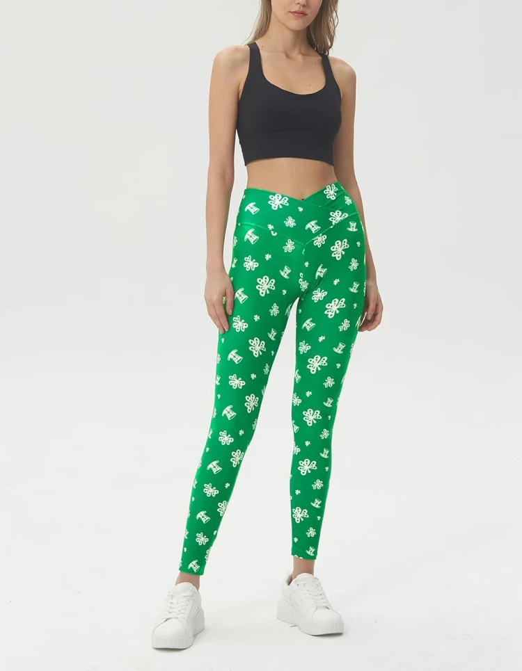 Crossover High Waisted Buttery Printed Leggings