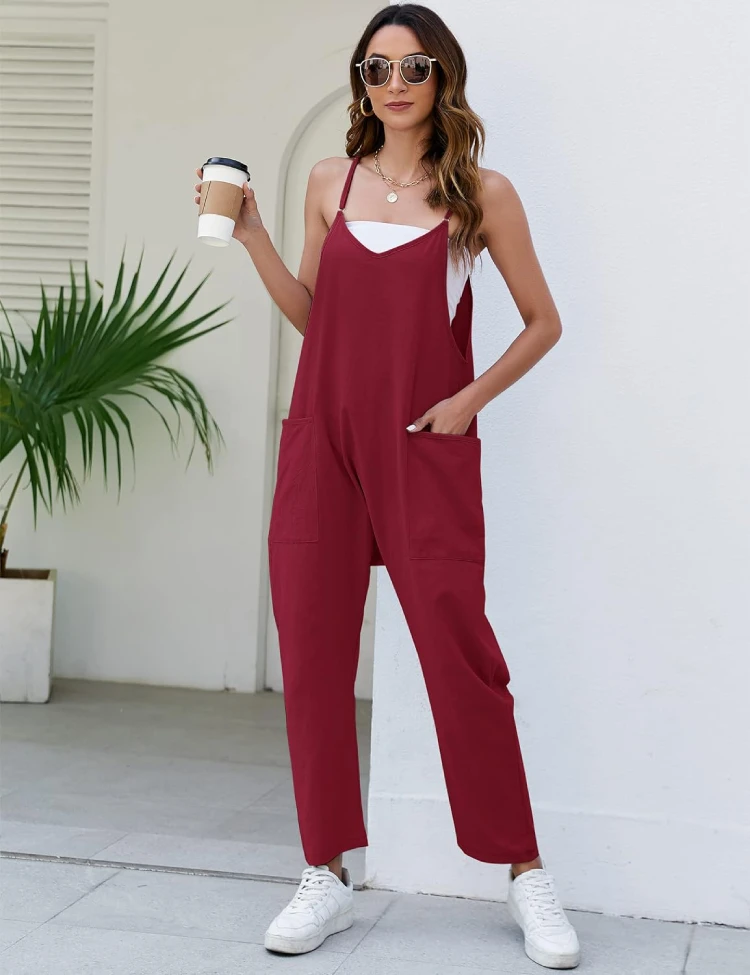 Sleeveless Jumpsuit in a Neutral Red Tone