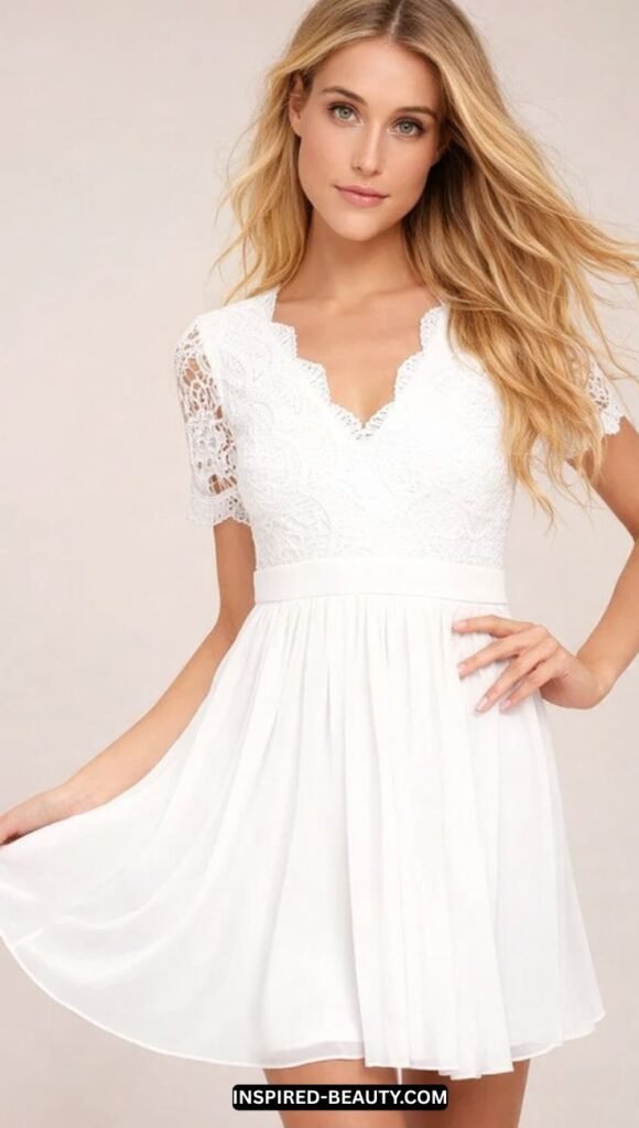 White Lace Skater Dress for graduation