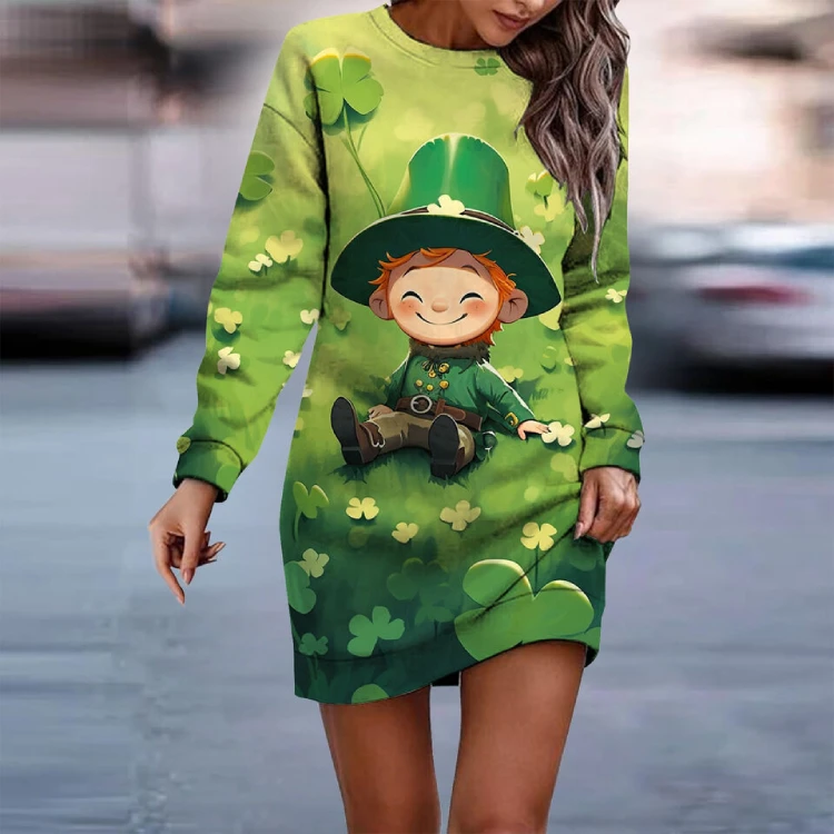 Green St. Patrick's Day Printed Midi Dress