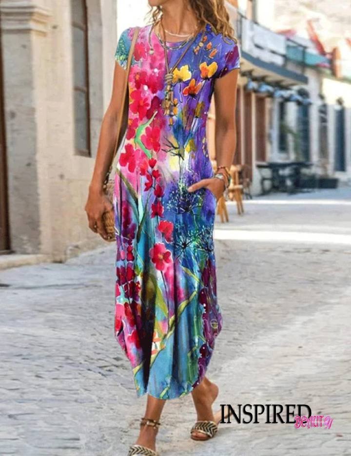 Boho Casual Maxi Floral Printed Dress
