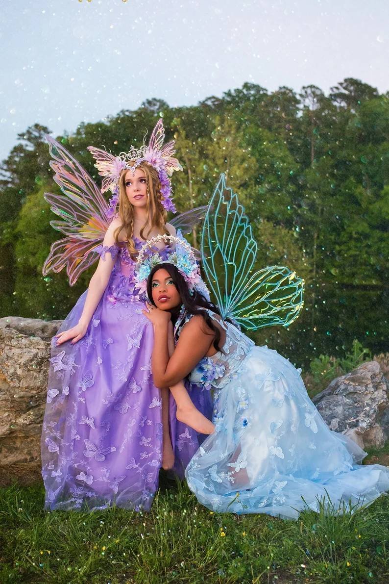Blue and Purple Fairy Costume with Wings