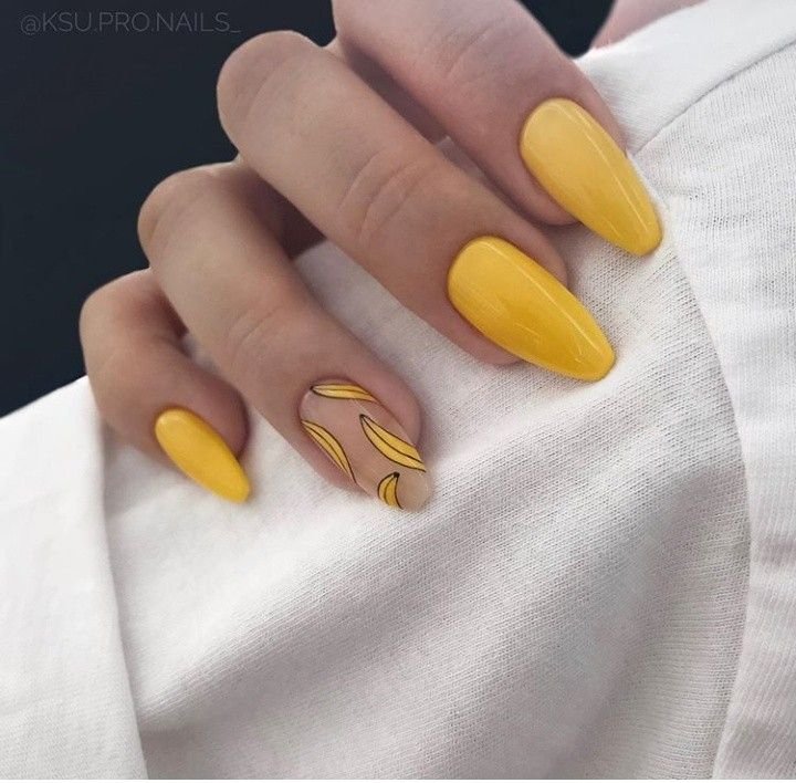 Banana Yellow Nails Design idea