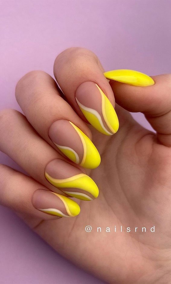 Swirl Short Yellow Nails